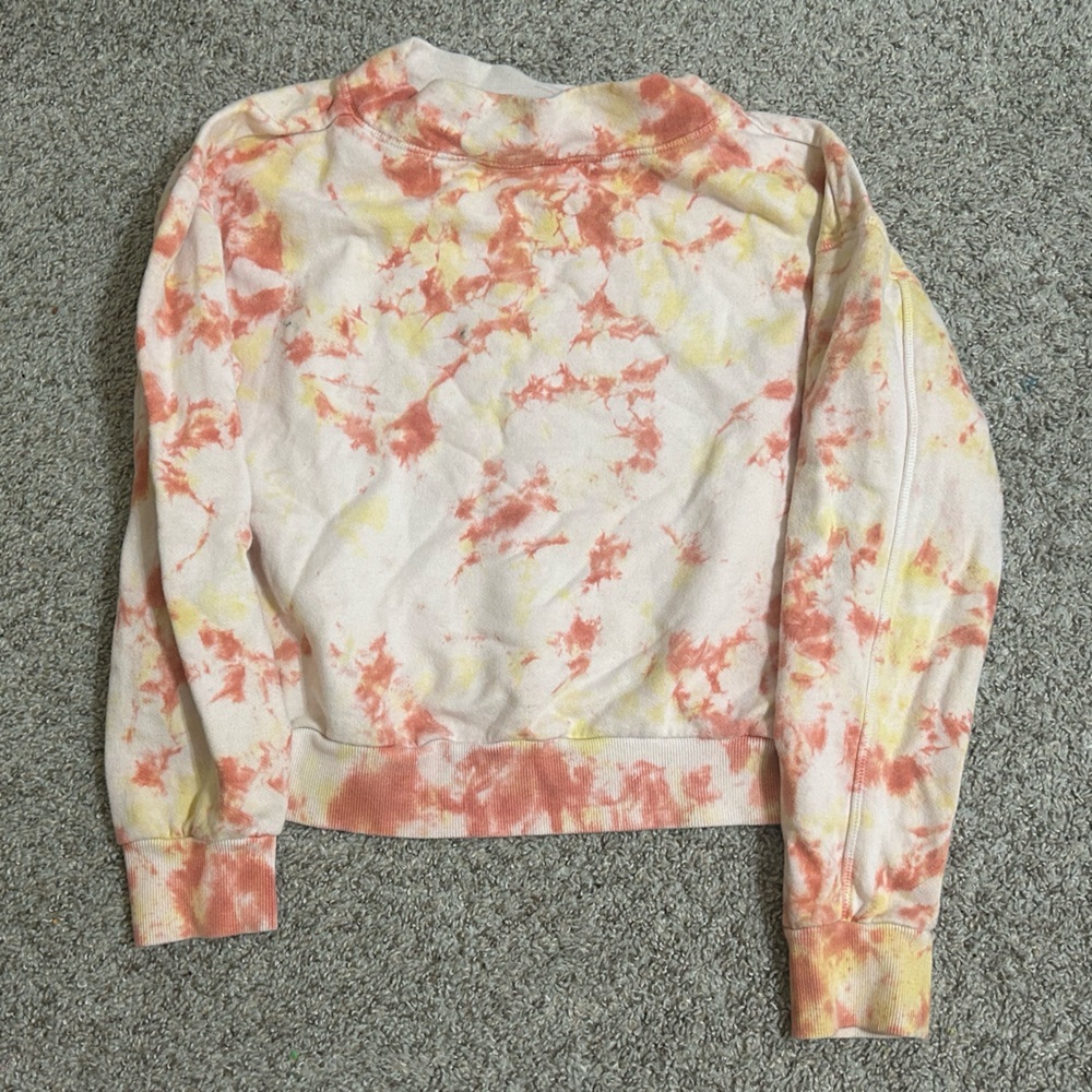 Anthropologie Pilcro Cropped Sweatshirt Tie Dye Pastel Coral Women's Size Medium